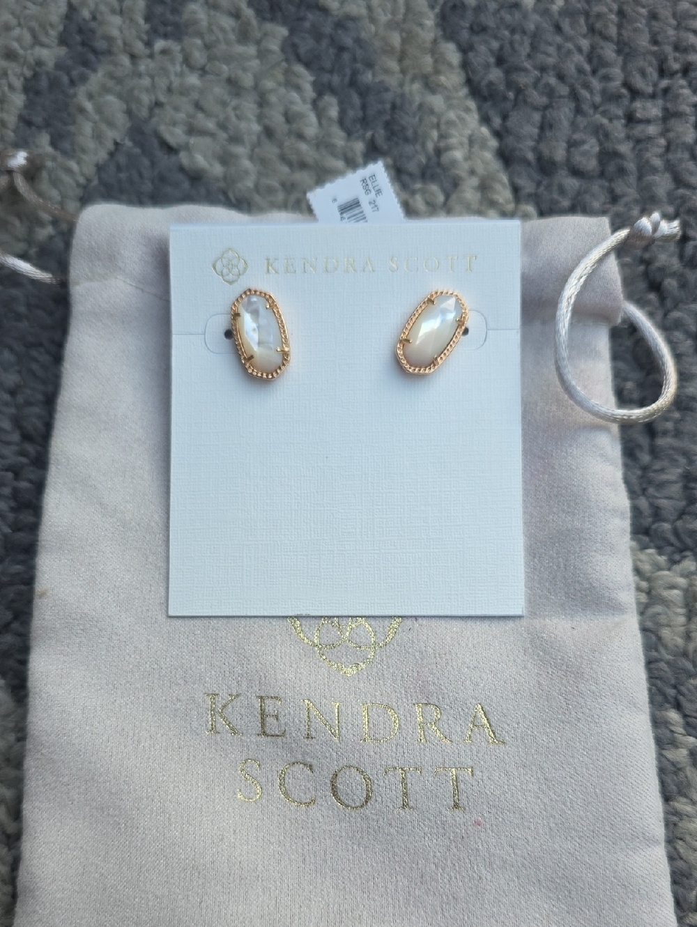 Kendra Scott Gold Tone White Marbled Oval Stud Earrings
